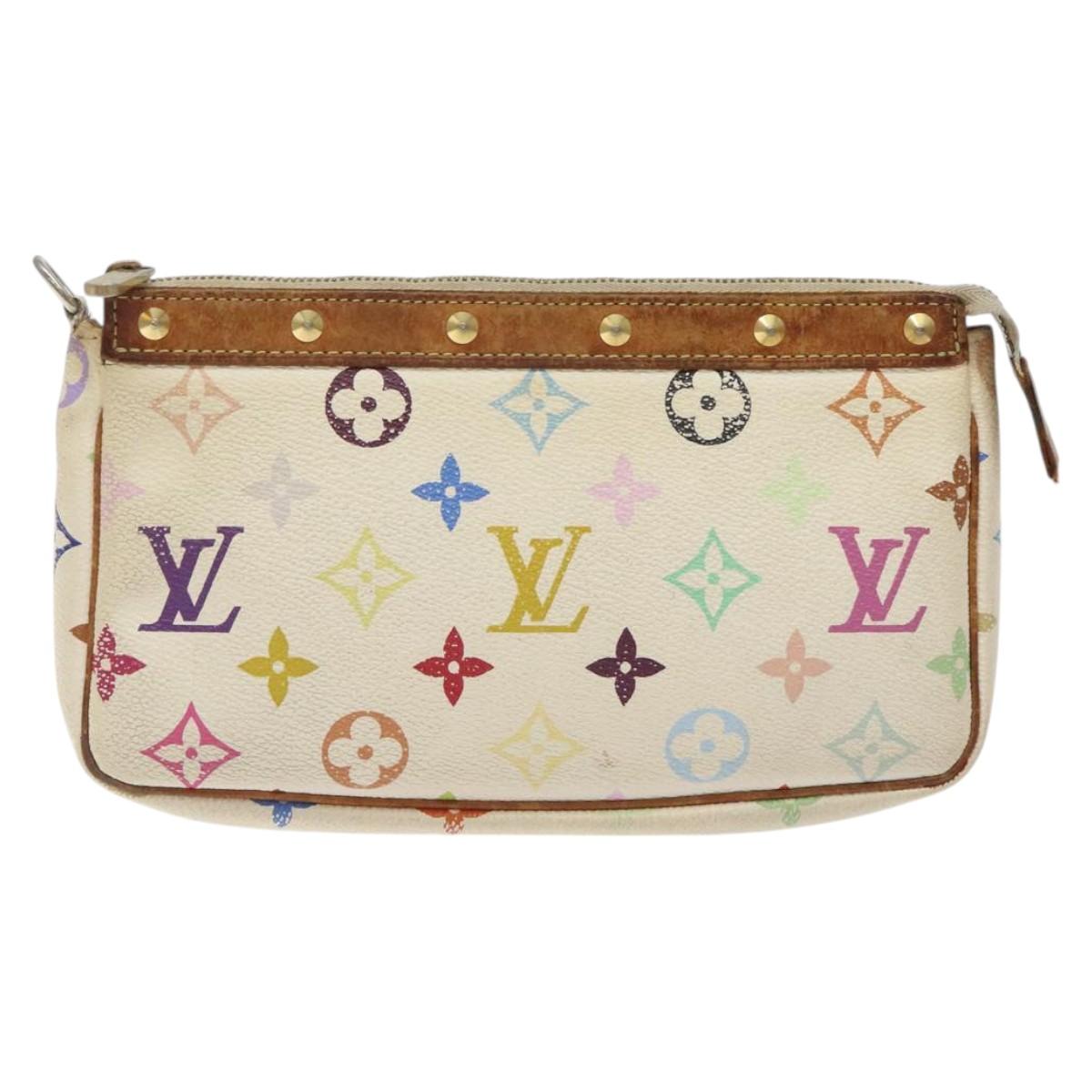 LOUIS VUITTON Multicolor Pochette Accessoires Pouch White M92649 Auth BA2896