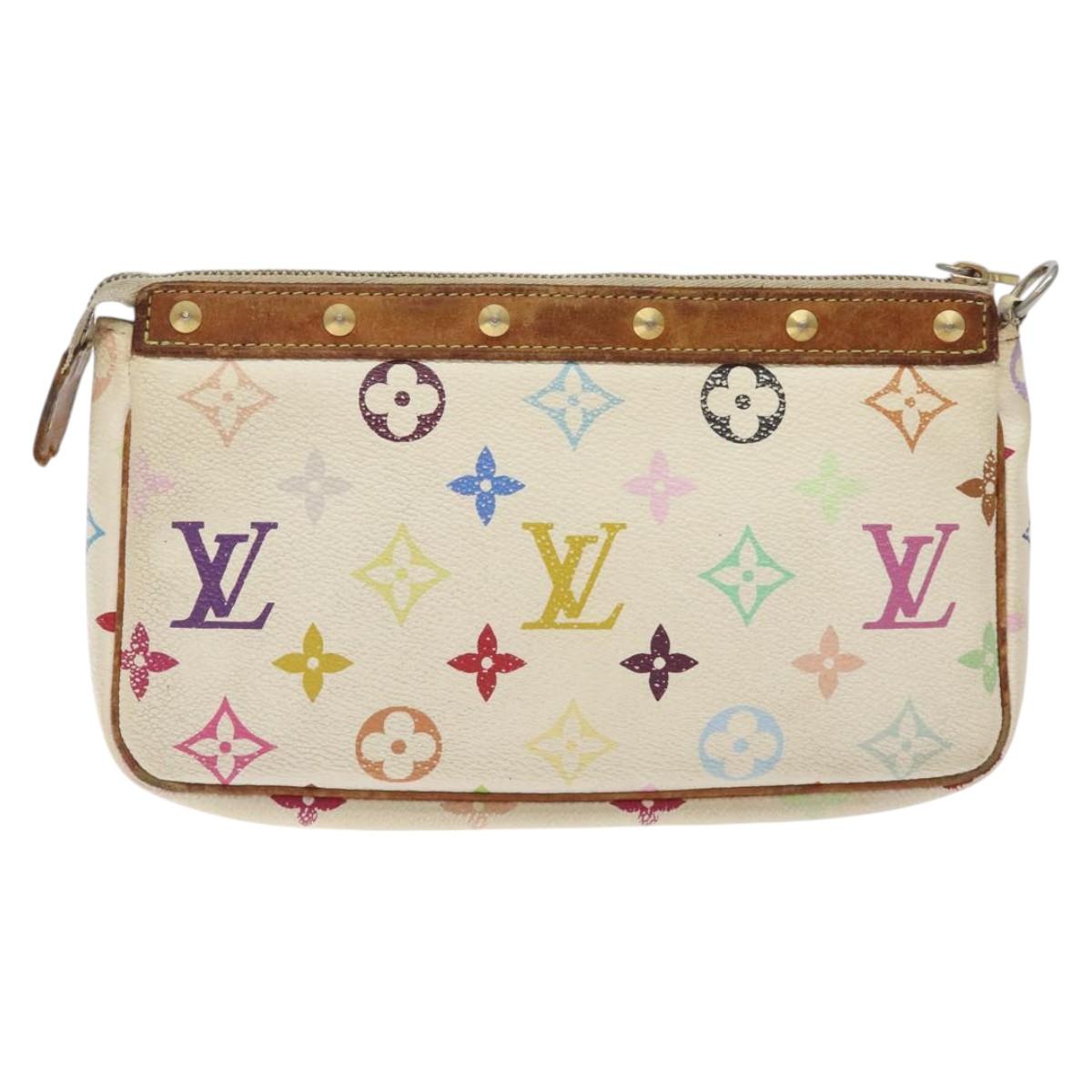 LOUIS VUITTON Multicolor Pochette Accessoires Pouch White M92649 Auth BA2896