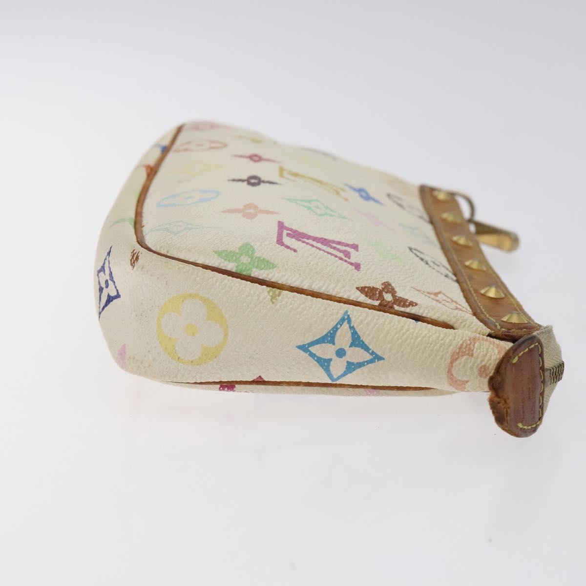 LOUIS VUITTON Multicolor Pochette Accessoires Pouch White M92649 Auth BA2896