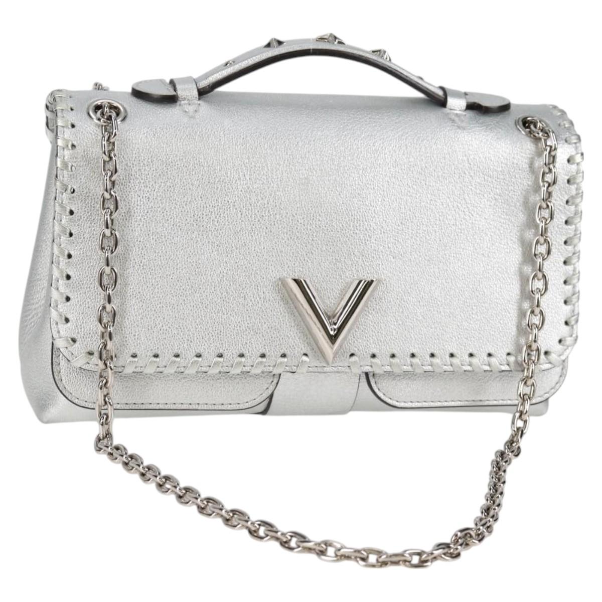 LOUIS VUITTON Chain Very Shoulder Bag Leather Silver M43201 LV Auth BA2904M