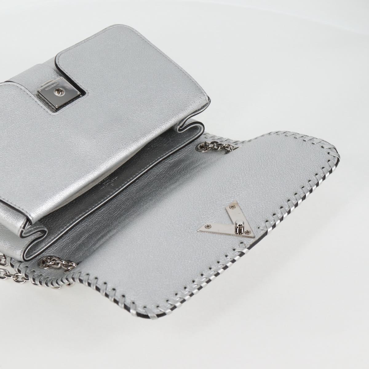 LOUIS VUITTON Chain Very Shoulder Bag Leather Silver M43201 LV Auth BA2904M