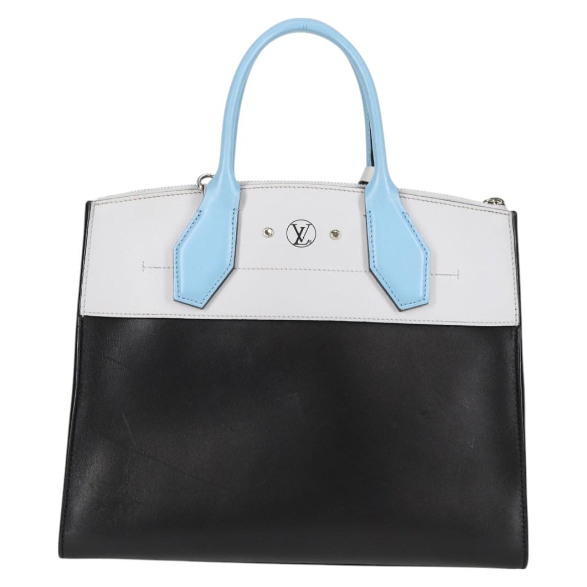 LOUIS VUITTON City Steamer MM Bag Calf leather Black Gray M42435 LV Auth BA2906A