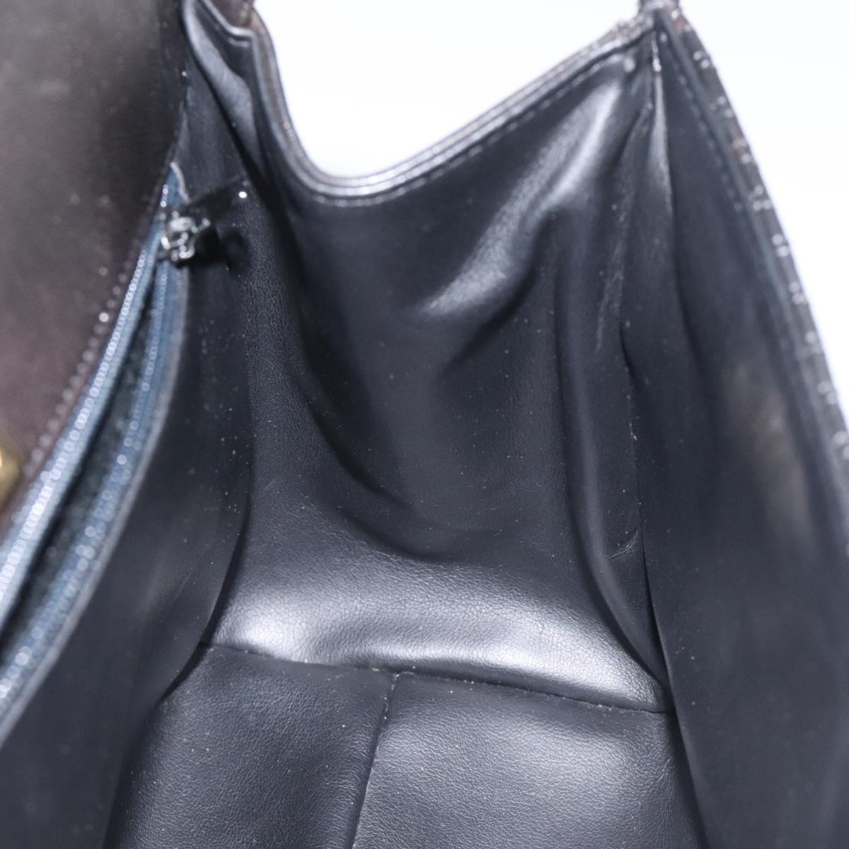 BALLY Hand Bag Leather Black Gold Auth BA2909