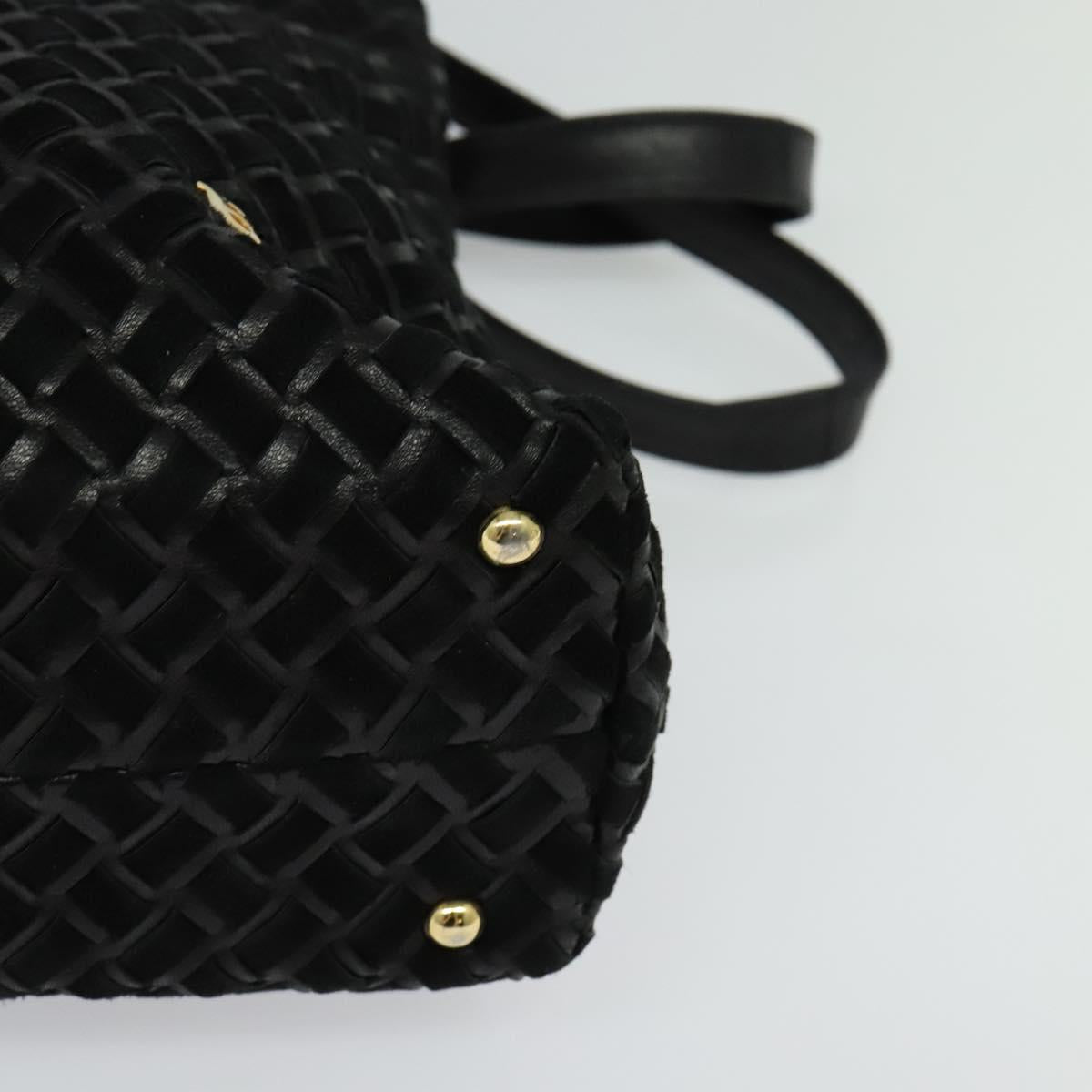 BALLY Tote Bag Leather Black Gold Auth BA2910