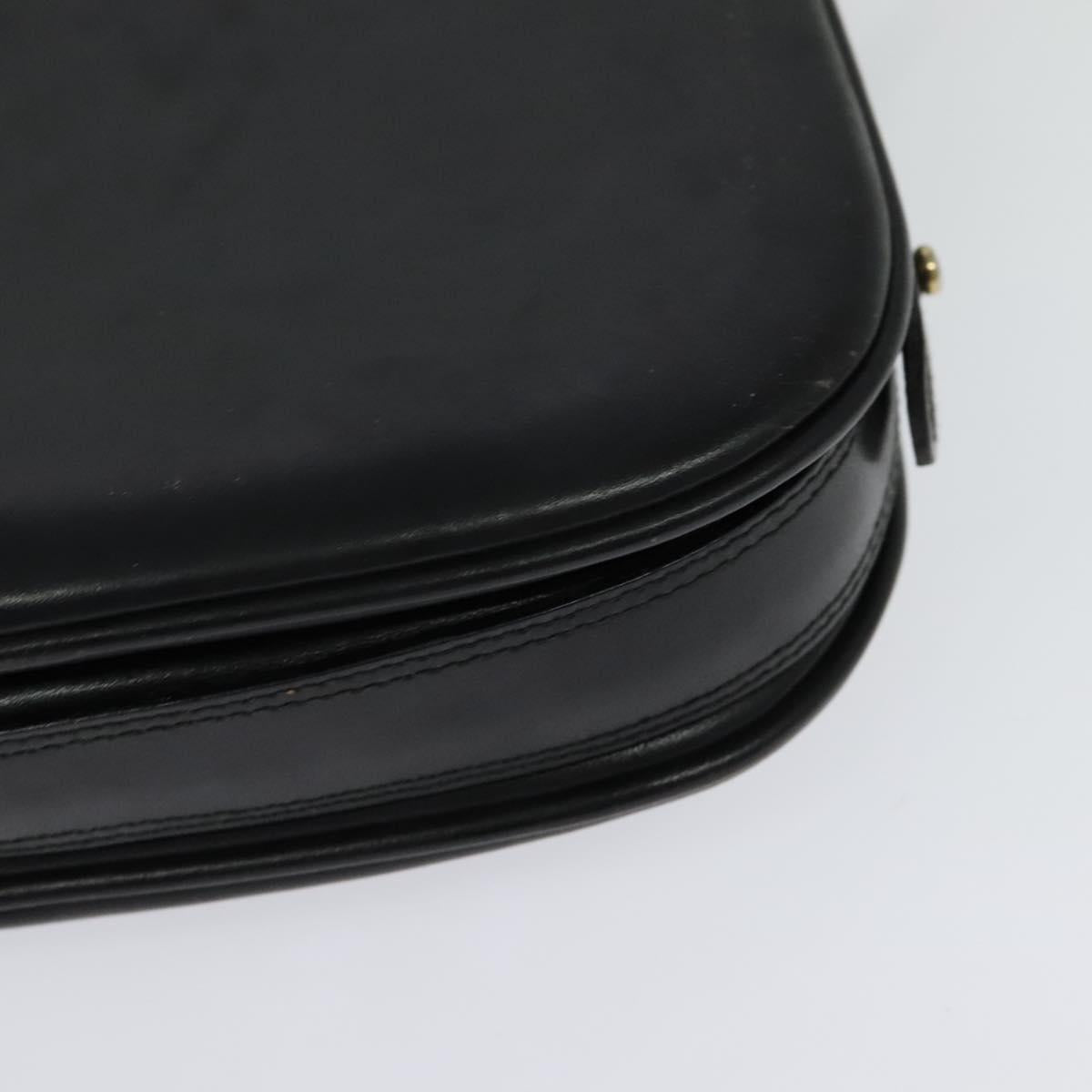 BALLY Shoulder Bag Leather Black Gold Auth BA2914