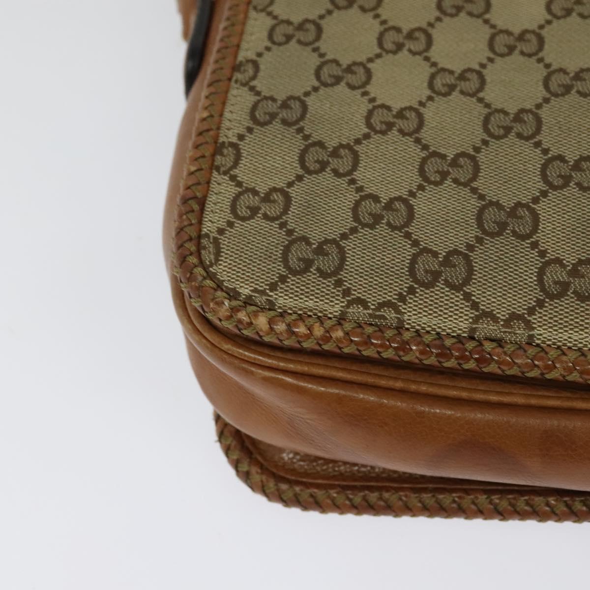 GUCCI GG Canvas Shoulder Bag Beige Gold 257024 Auth BA2928