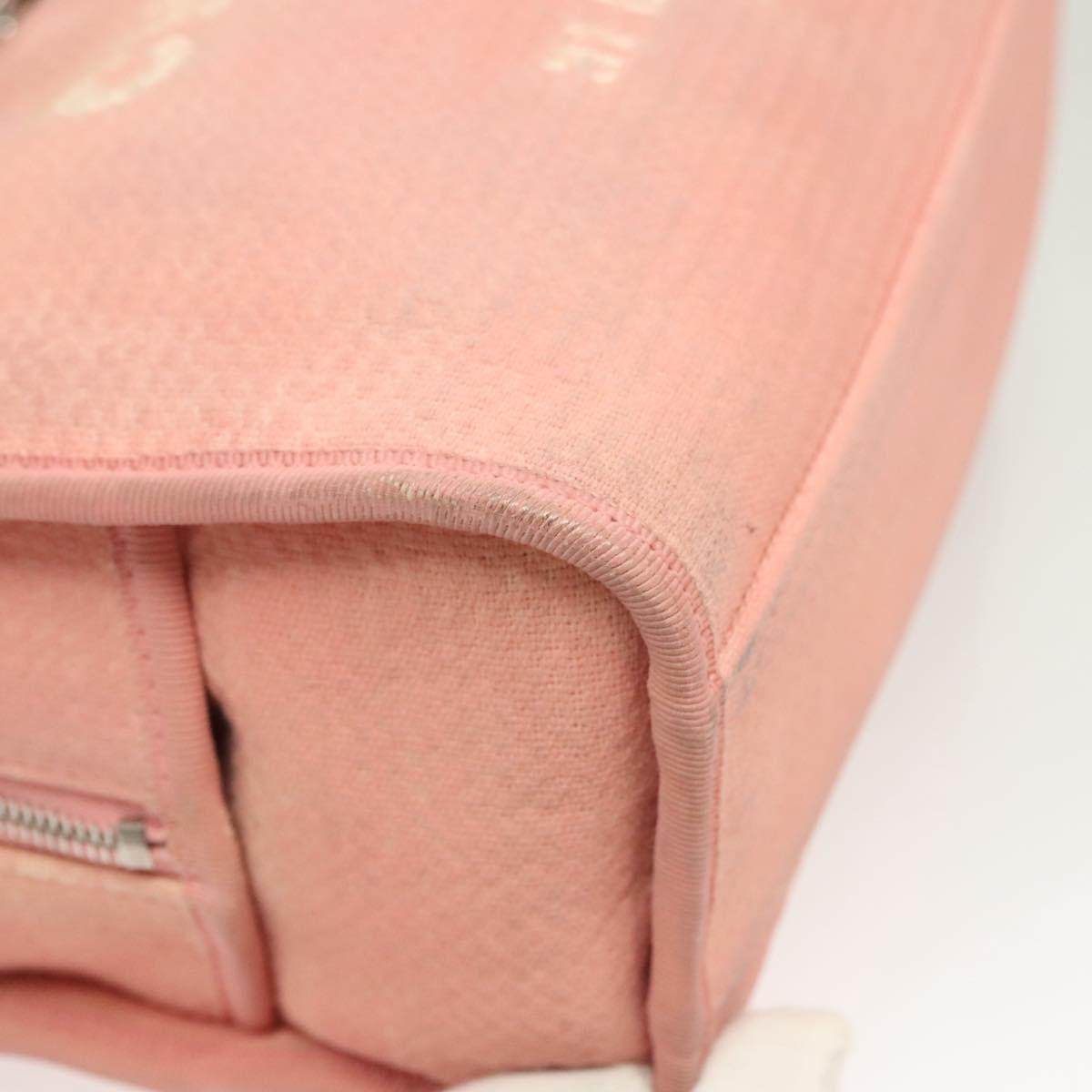 CHANEL Hand Bag Canvas Leather 2way Pink Silver CC Auth BA2930