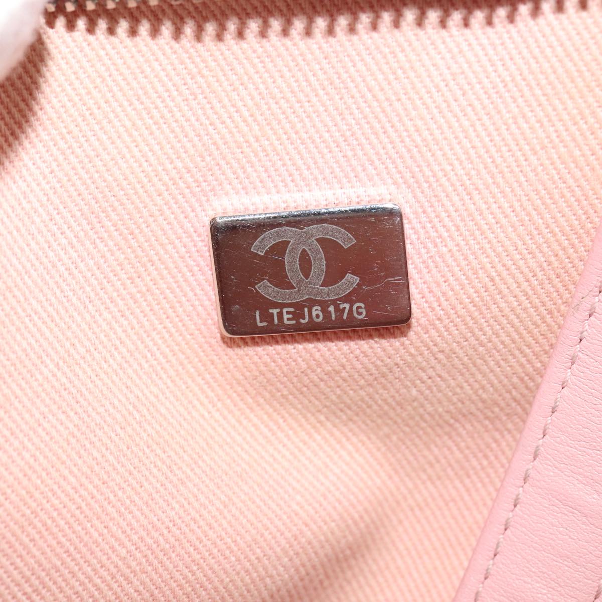 CHANEL Hand Bag Canvas Leather 2way Pink Silver CC Auth BA2930