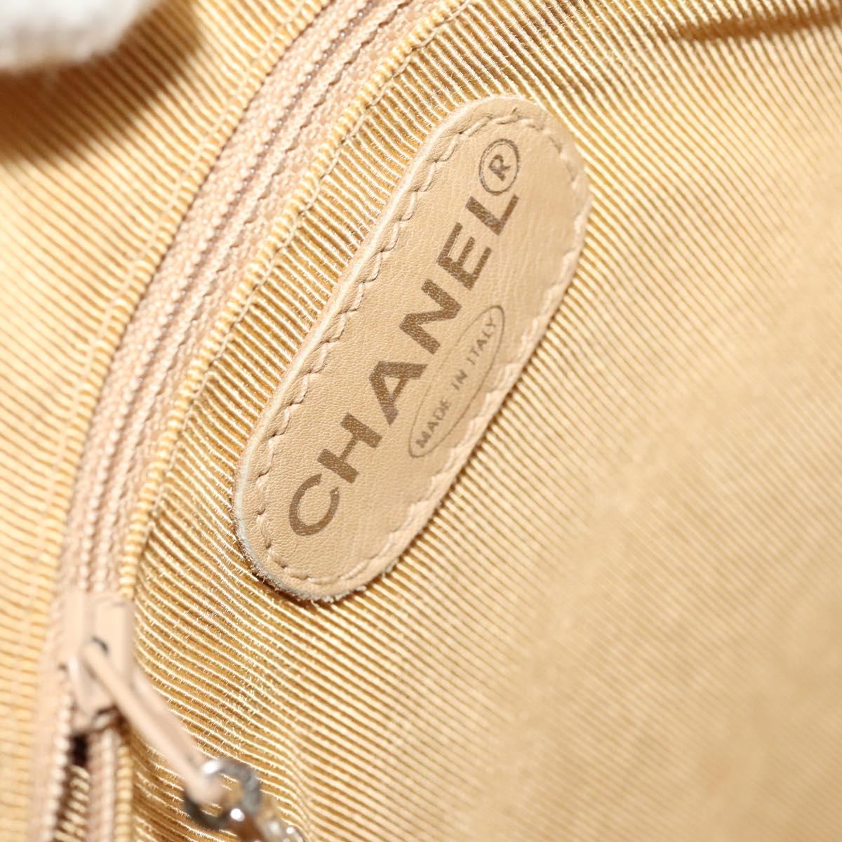CHANEL COCO Mark Backpack Lamb Skin Beige Silver CC Auth BA2935