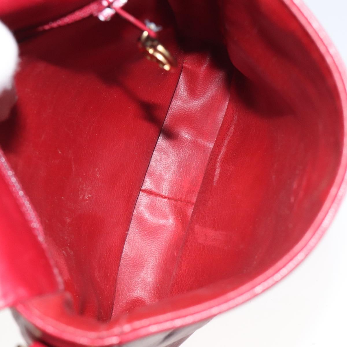 CHANEL COCO Mark Shoulder Bag Lamb Skin Red Gold CC Auth BA2939
