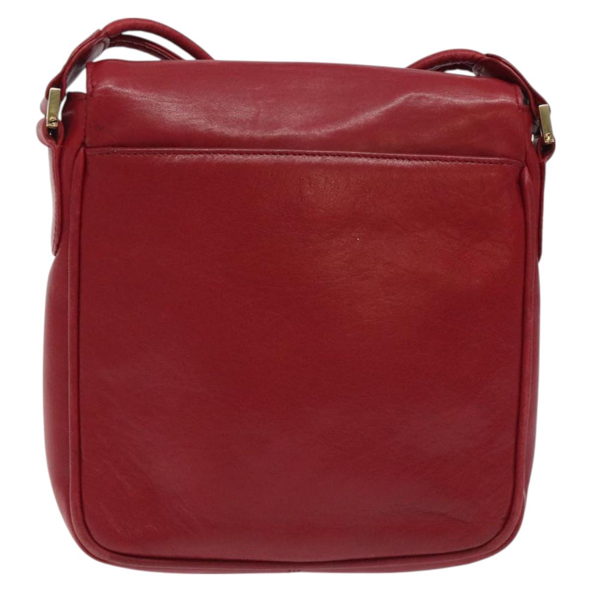CHANEL COCO Mark Shoulder Bag Lamb Skin Red Gold CC Auth BA2939