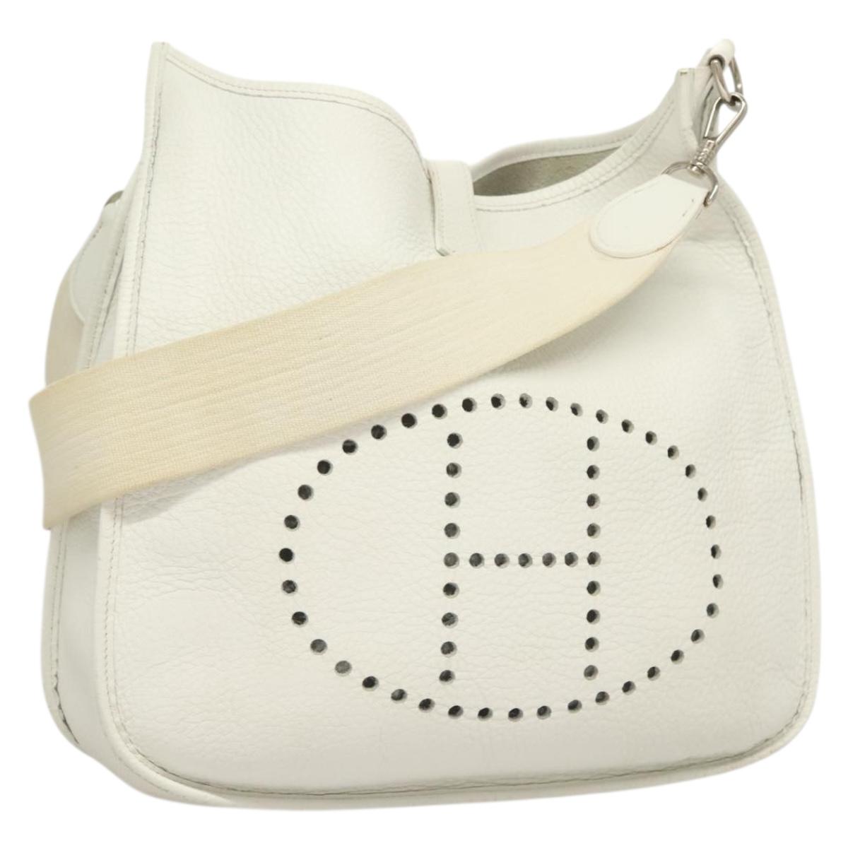 HERMES Evelyn 1 GM Shoulder Bag Togo leather White Auth BA2943SAM