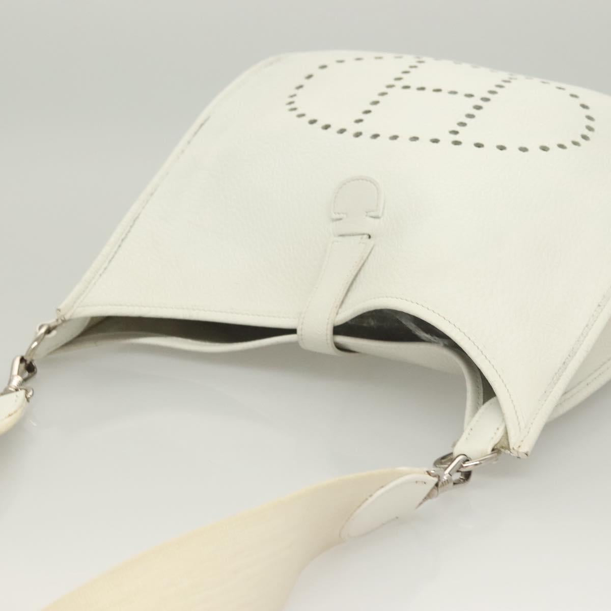 HERMES Evelyn 1 GM Shoulder Bag Togo leather White Auth BA2943SAM