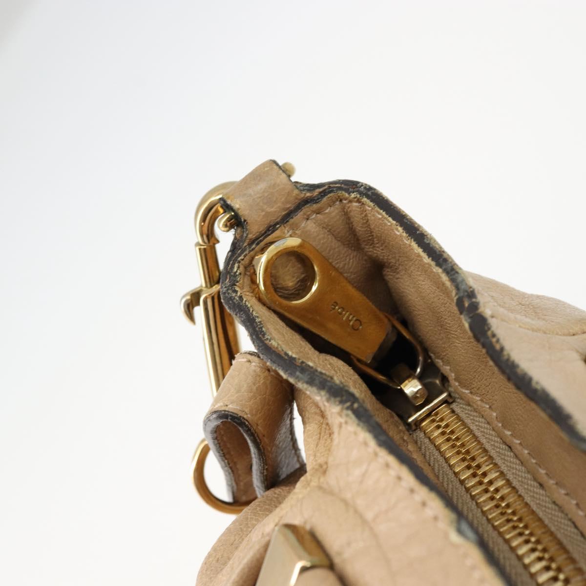 Chloe Etel Hand Bag Leather 2way Pink Gold Auth BA2946