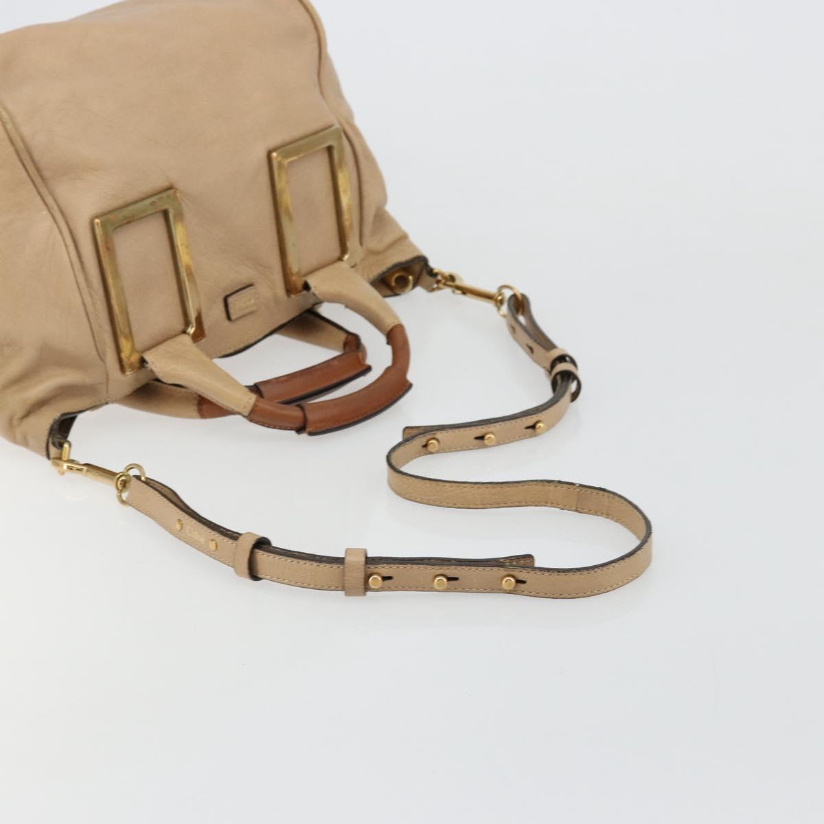 Chloe Etel Hand Bag Leather 2way Pink Gold Auth BA2946
