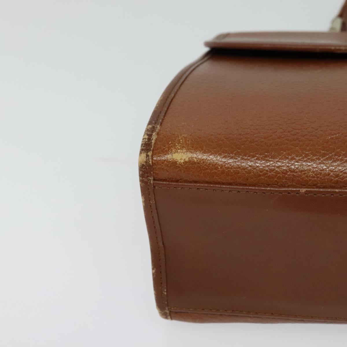 Burberrys Hand Bag Leather 2way Brown Gold Auth BA2959