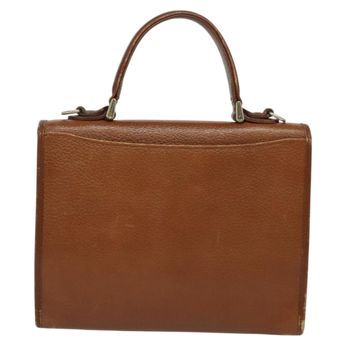 Burberrys Hand Bag Leather 2way Brown Gold Auth BA2959