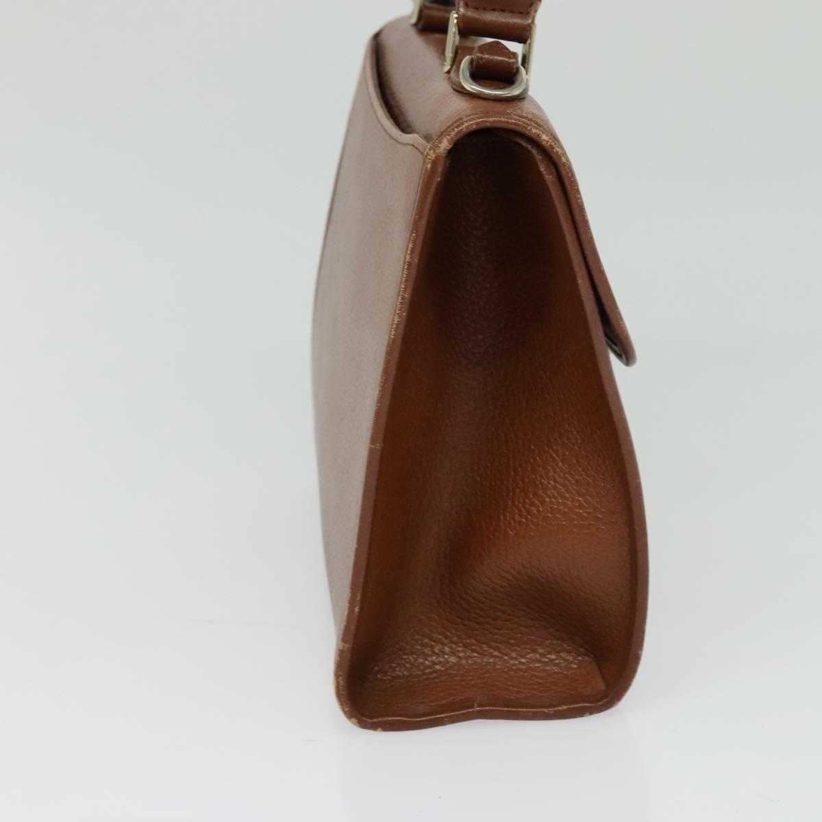 Burberrys Hand Bag Leather 2way Brown Gold Auth BA2959