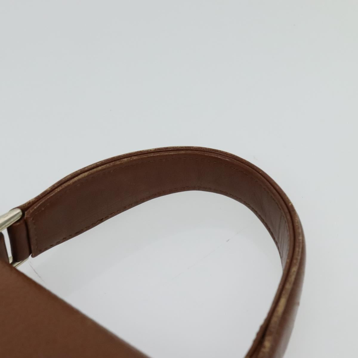 Burberrys Hand Bag Leather 2way Brown Gold Auth BA2959