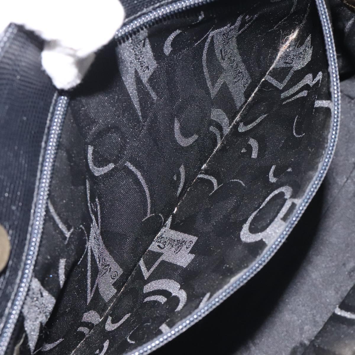 Salvatore Ferragamo Vera Tote Bag Embossed Leather Black Gold Auth BA2962