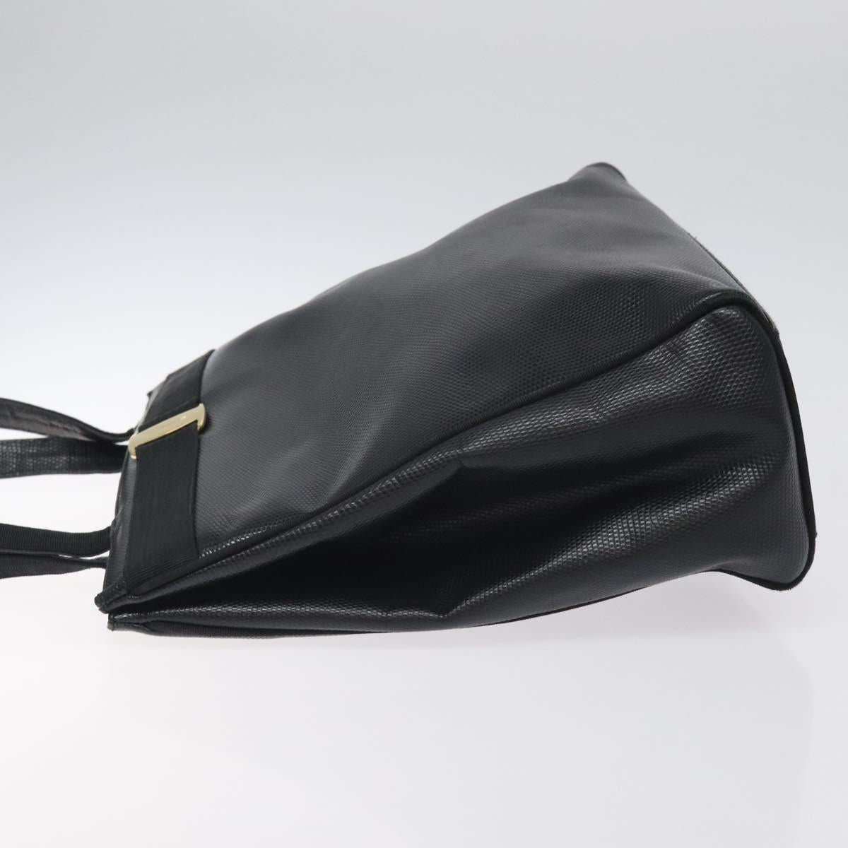 Salvatore Ferragamo Vera Tote Bag Embossed Leather Black Gold Auth BA2962