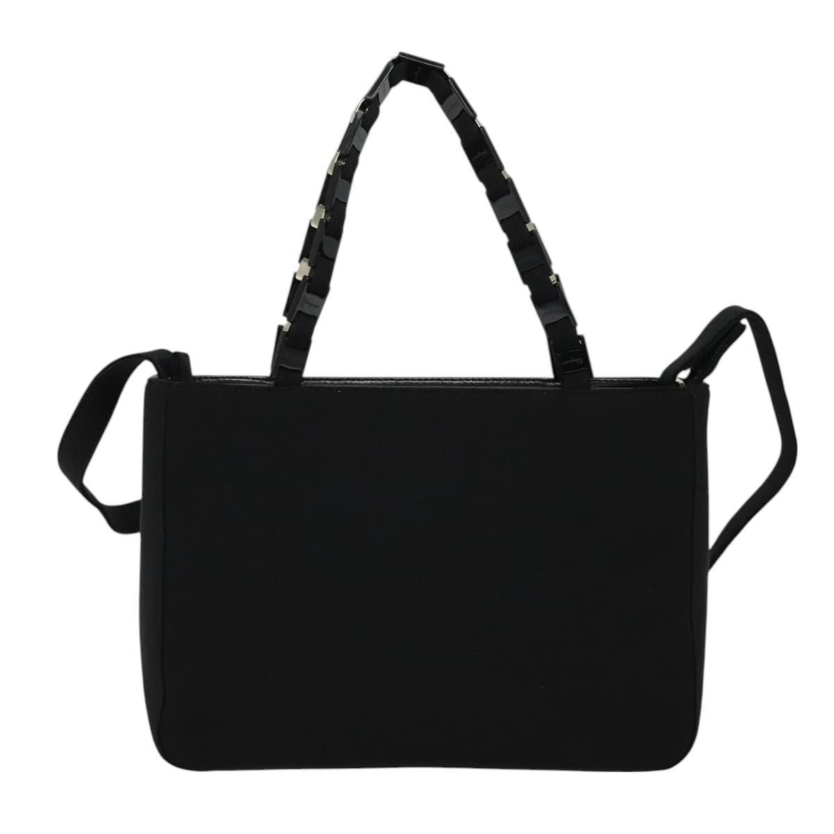 Salvatore Ferragamo Hand Bag Nylon 2way Black Silver Auth BA2963