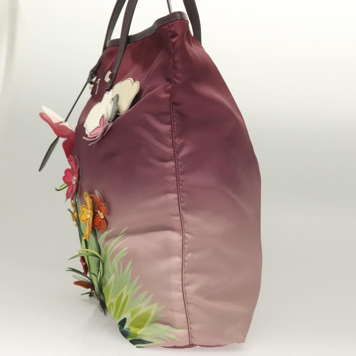 PRADA Flower Japan Limited Tote Bag Nylon Purple Auth BA2967