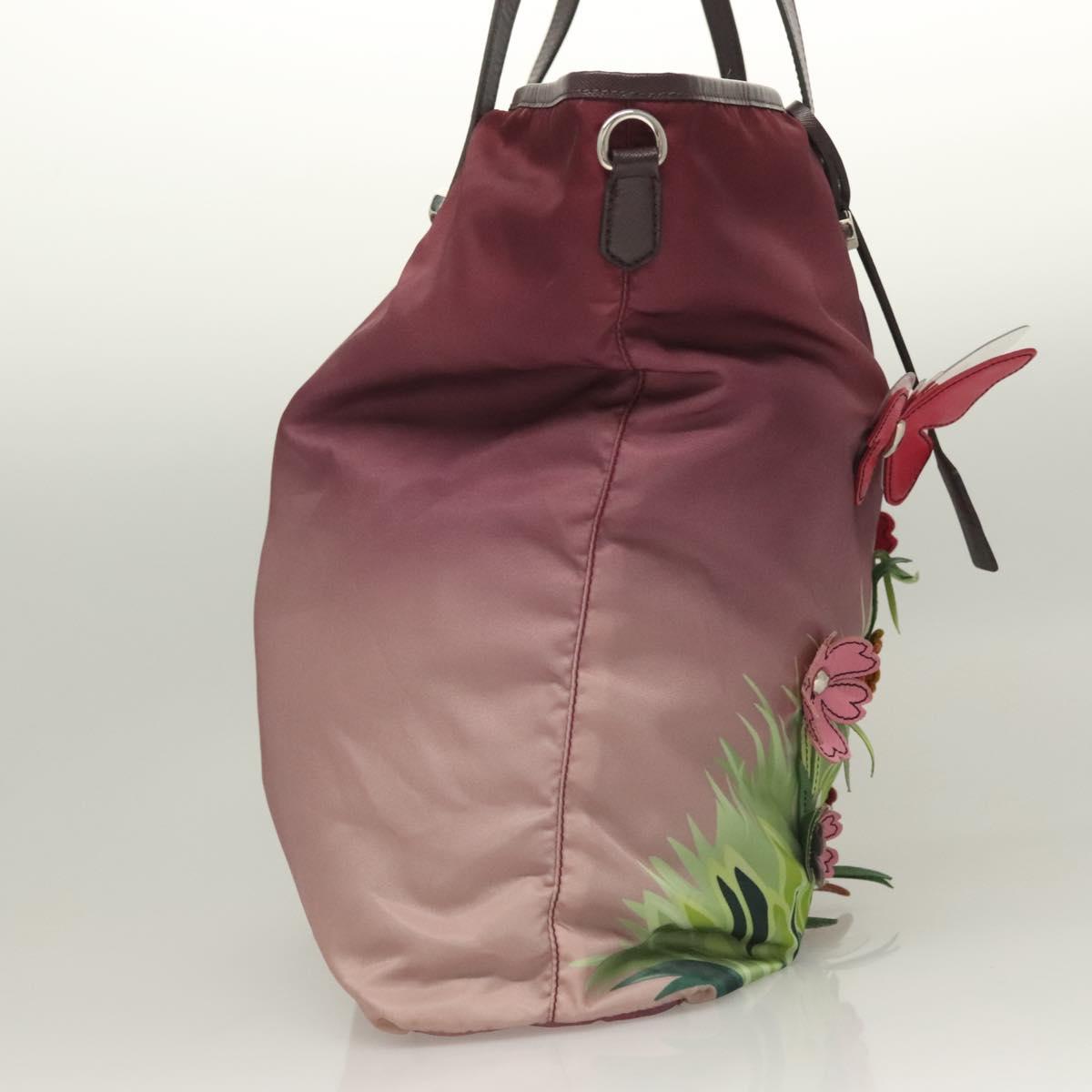 PRADA Flower Japan Limited Tote Bag Nylon Purple Auth BA2967