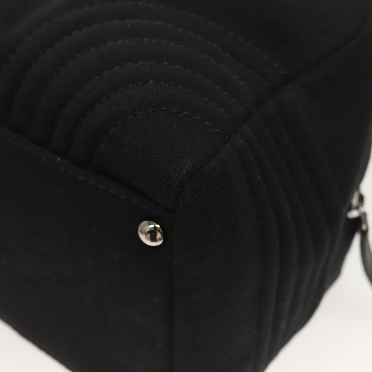CHANEL Chain Shoulder Bag Cotton Black Silver CC Auth BA3021