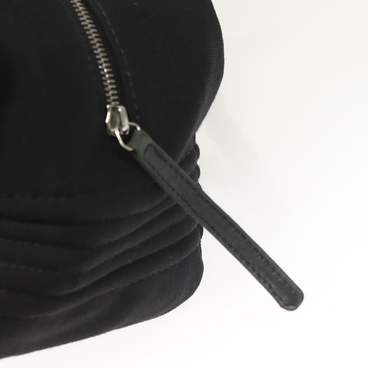 CHANEL Chain Shoulder Bag Cotton Black Silver CC Auth BA3021