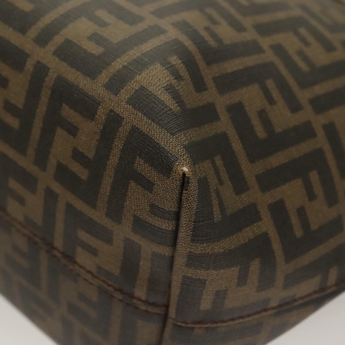 FENDI Zucca Canvas Tote Bag PVC Brown Black Auth BA3024