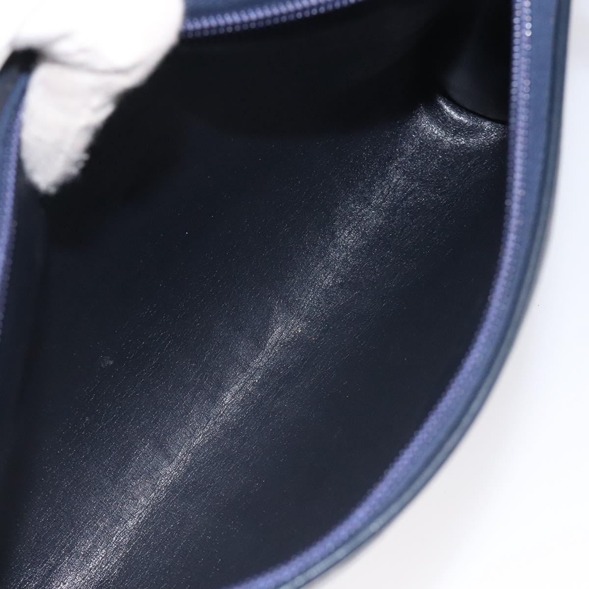 Christian Dior Trotter Canvas Shoulder Bag Navy Gold Auth BA3029