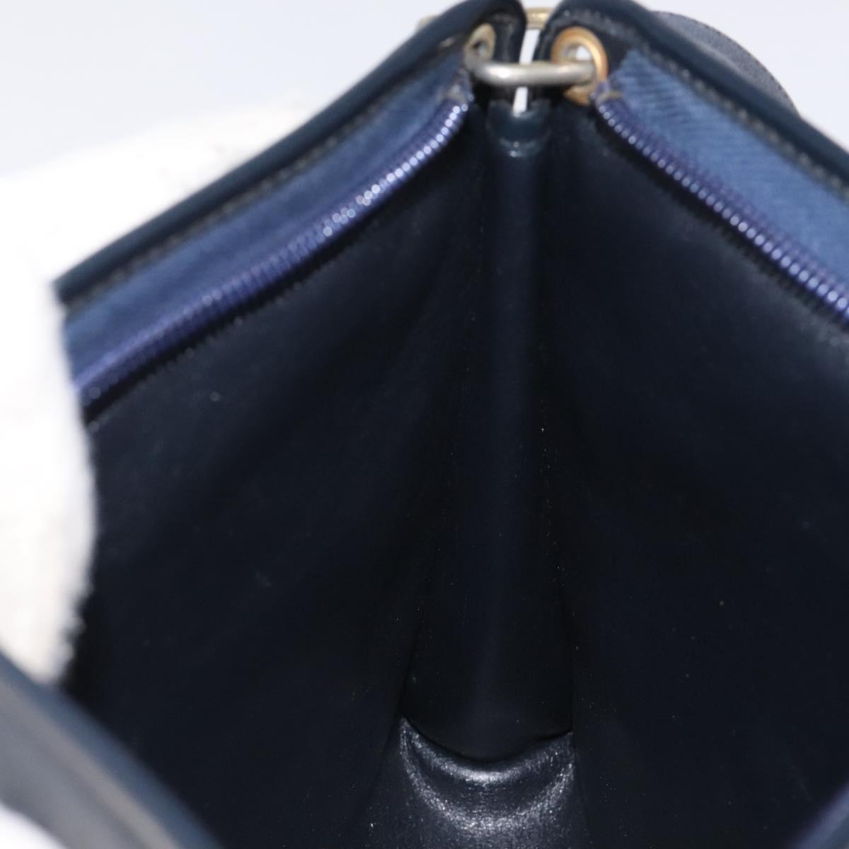 Christian Dior Trotter Canvas Shoulder Bag Navy Gold Auth BA3029