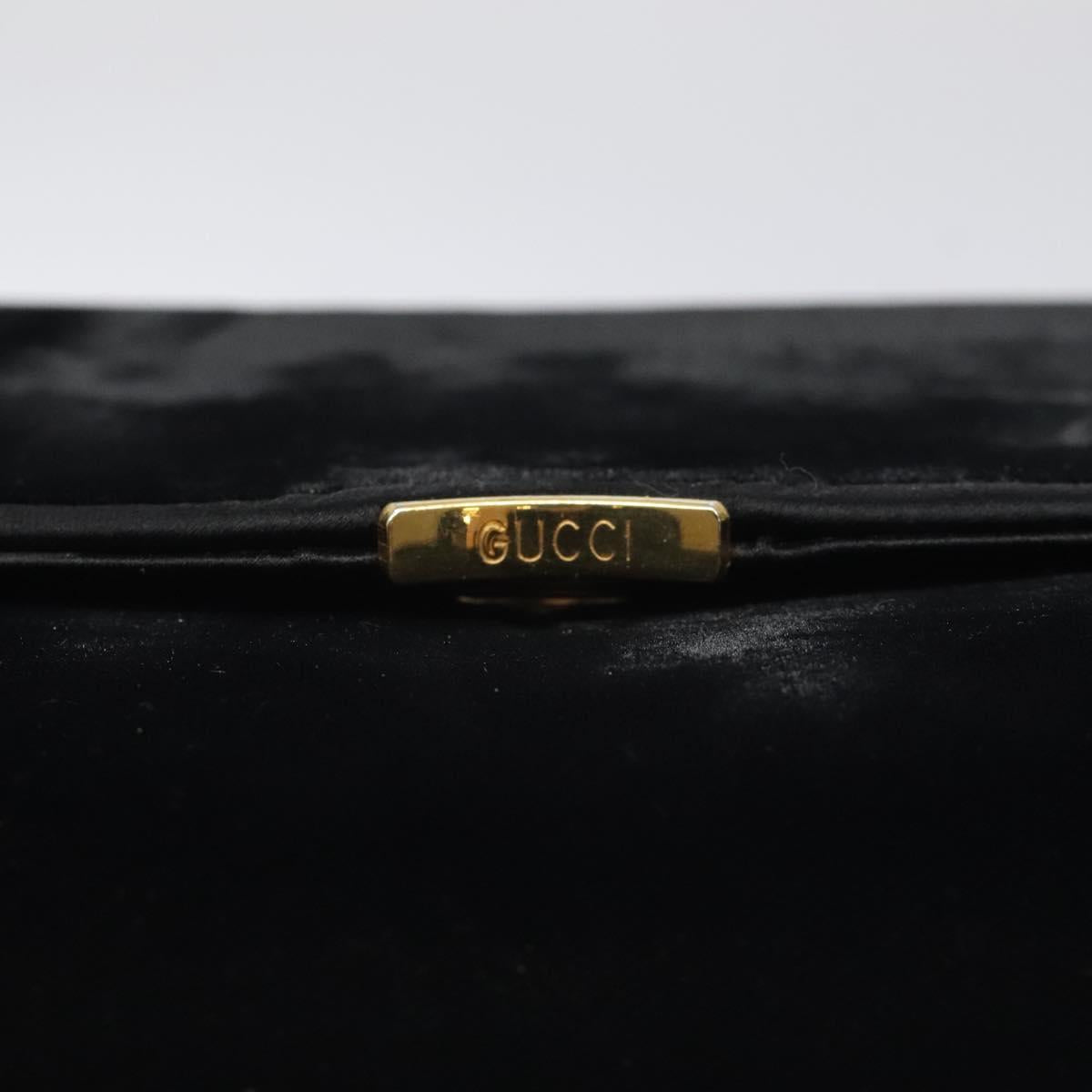 GUCCI Shoulder Bag Velor Black Gold Auth BA3030
