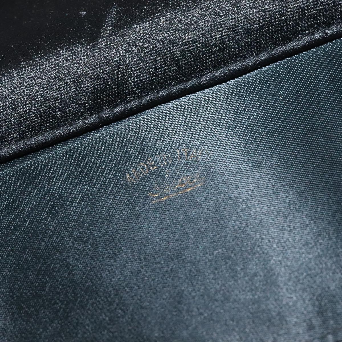 GUCCI Shoulder Bag Velor Black Gold Auth BA3030