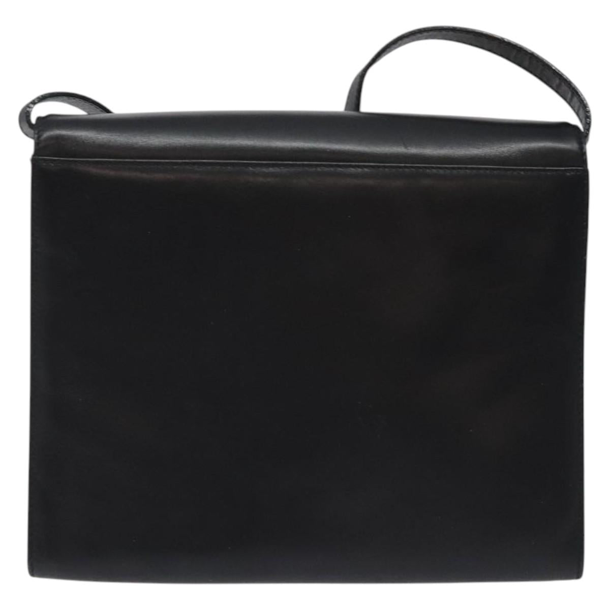 Salvatore Ferragamo Vala Shoulder Bag Leather Black Gold Auth BA3031