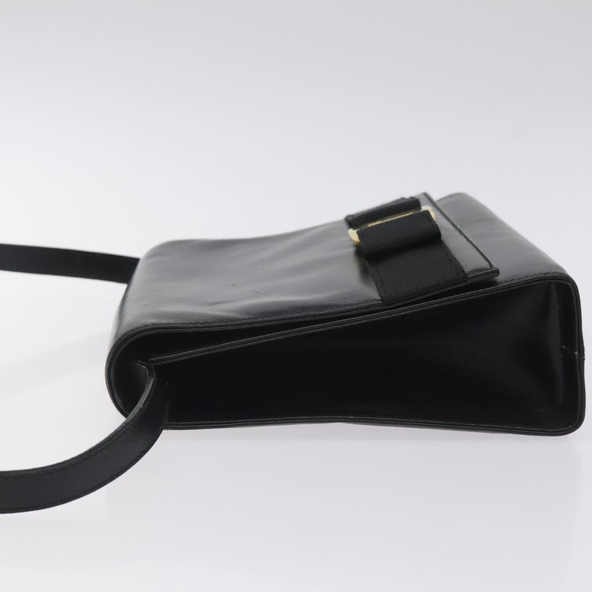 Salvatore Ferragamo Vala Shoulder Bag Leather Black Gold Auth BA3031