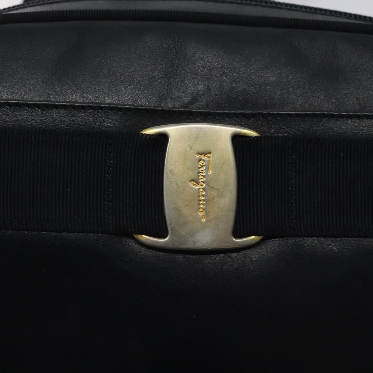 Salvatore Ferragamo Vala Shoulder Bag Leather Navy Gold Auth BA3032