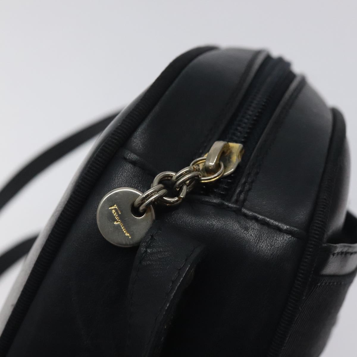 Salvatore Ferragamo Vala Shoulder Bag Leather Navy Gold Auth BA3032