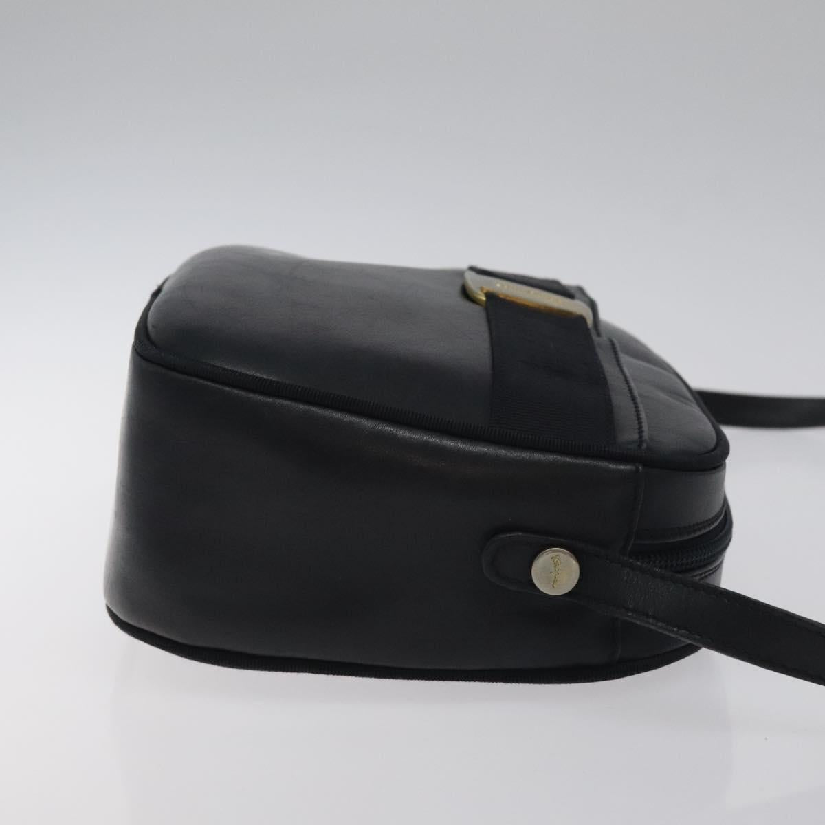 Salvatore Ferragamo Vala Shoulder Bag Leather Navy Gold Auth BA3032