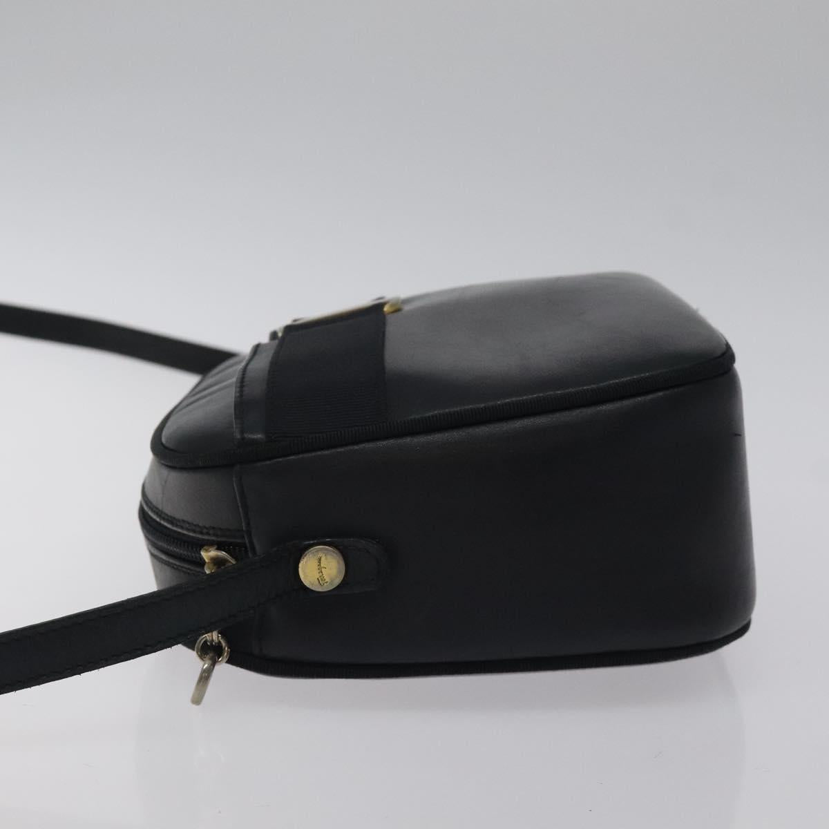 Salvatore Ferragamo Vala Shoulder Bag Leather Navy Gold Auth BA3032