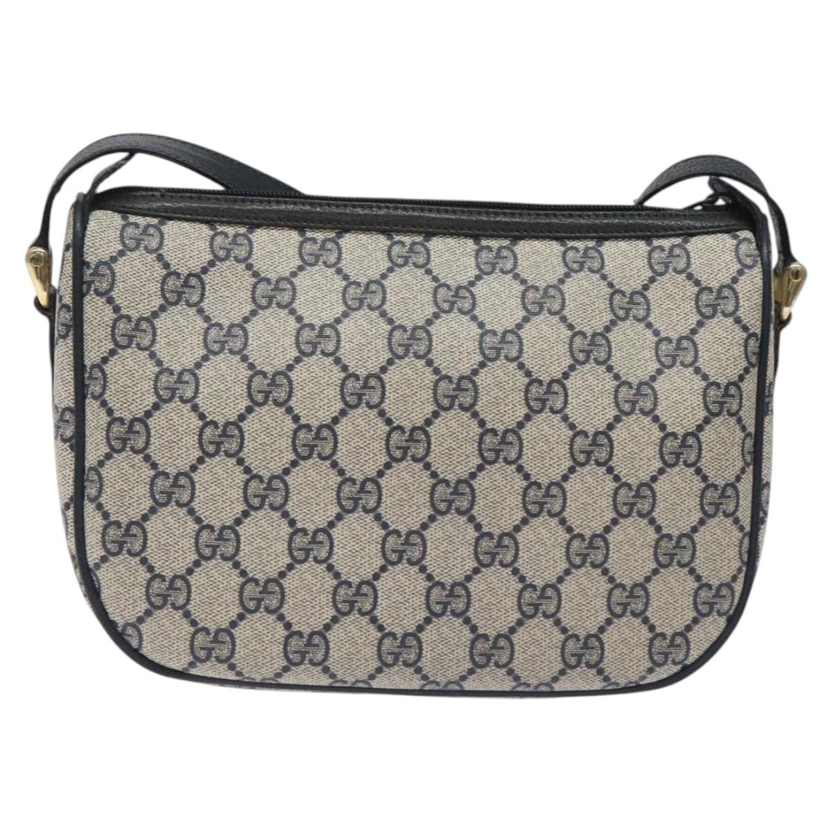 GUCCI GG Supreme Sherry Line Shoulder Bag PVC Navy Gold 89 02 032 Auth BA3033