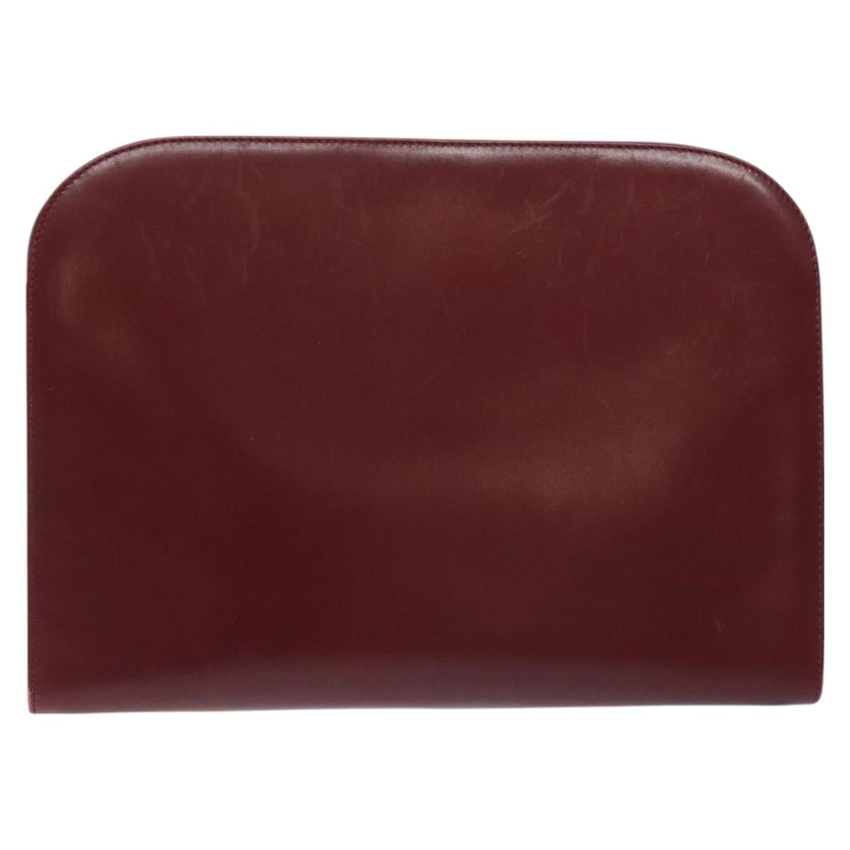 Salvatore Ferragamo Gancini Chain Shoulder Bag Leather Red Gold Auth BA3037