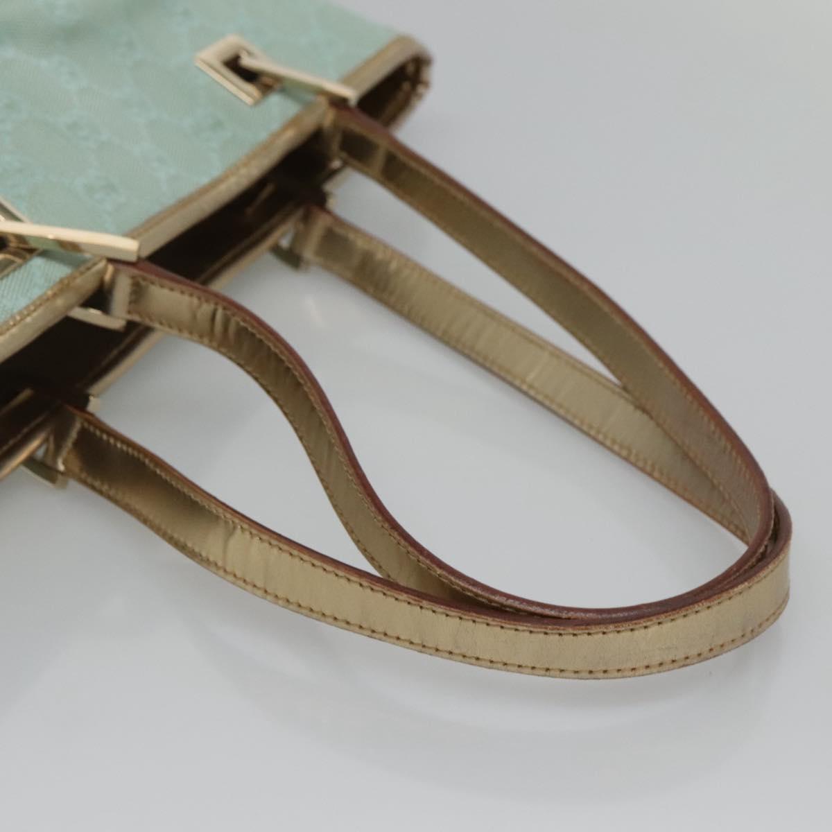 GUCCI GG Canvas Tote Bag Light Blue Gold 002 1099 Auth BA3043