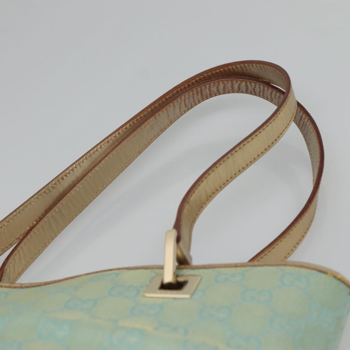 GUCCI GG Canvas Tote Bag Light Blue Gold 002 1099 Auth BA3043