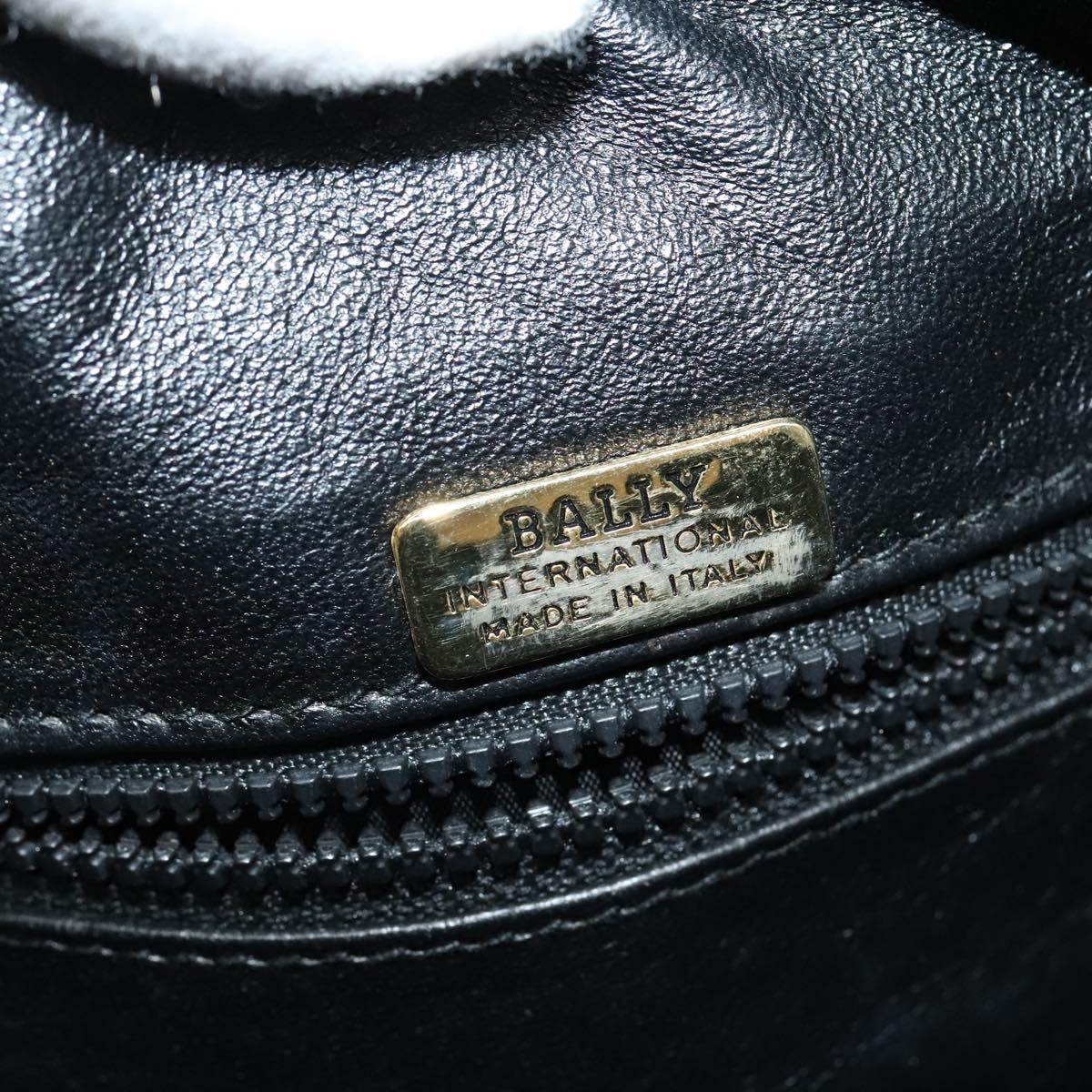 BALLY Chain Quilted Shoulder Bag Leather Black Gold Auth BA3081