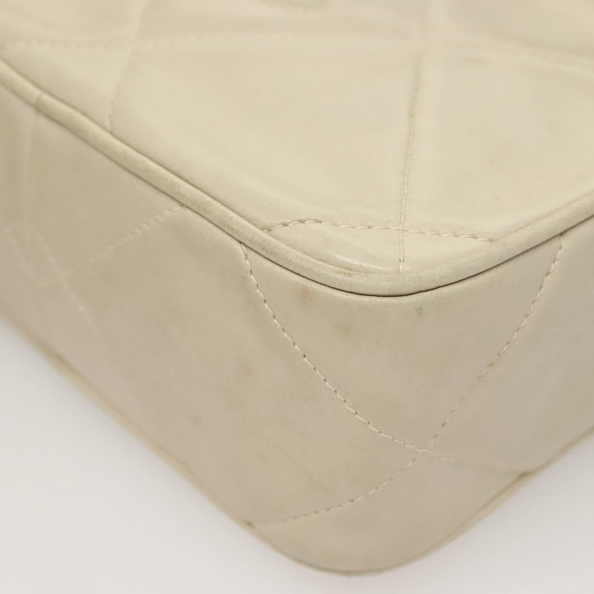 CHANEL Matelasse COCO Mark Chain Bag Lamb Skin Beige Gold CC Auth BA3101