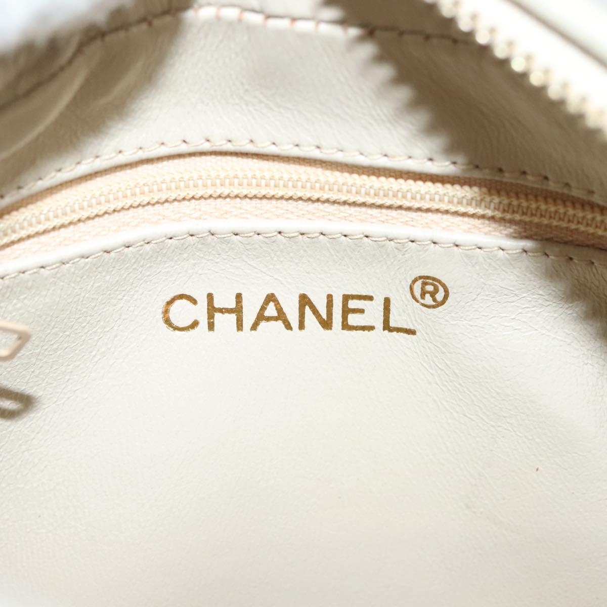 CHANEL Matelasse COCO Mark Chain Bag Lamb Skin Beige Gold CC Auth BA3101