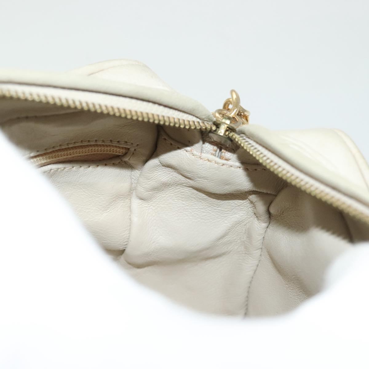 CHANEL Matelasse COCO Mark Chain Bag Lamb Skin Beige Gold CC Auth BA3101