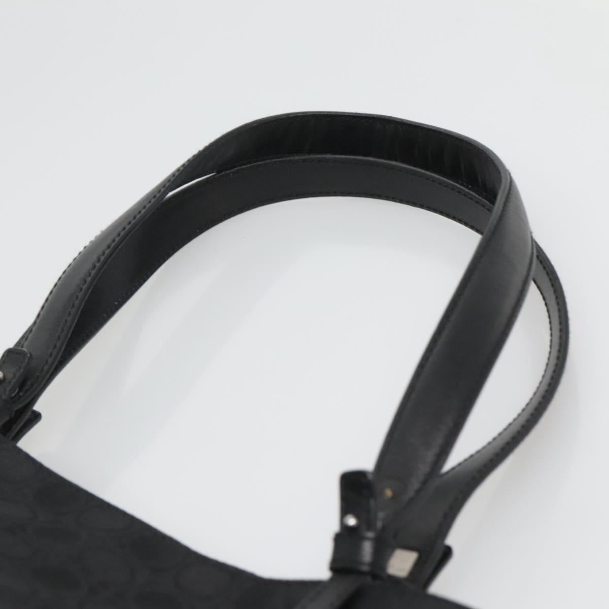Salvatore Ferragamo Gancini Tote Bag Canvas Black Silver Auth BA3107